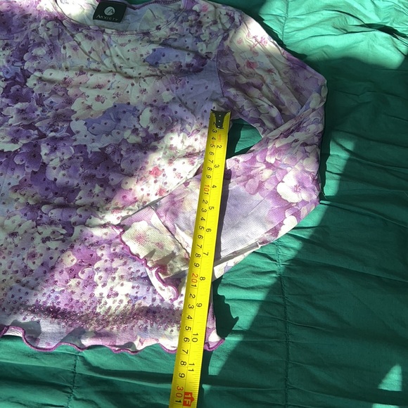 VINTAGE Anxiety Purple Floral Top Size Petite XS - Picture 3 of 6